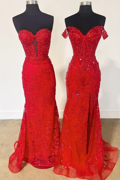 Charming Mermaid Sweetheart Lilace Lace Appliques Prom Dresses with Beading