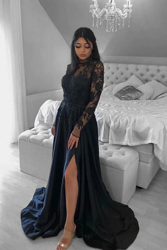 Jourdan Dunn wearing Black Lace Evening Dress, Black Satin Clutch, Light  Blue Earrings | Lookastic