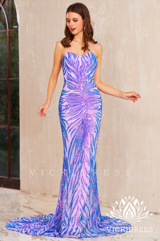 Lavender Sweetheart Sequins Lace Mermaid Long Prom Dresses VK24010715