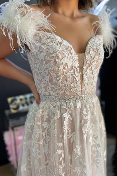 Lavender Appliques Off-the-Shoulder A-Line Prom Dress VK23092605