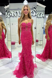 Cute Mermaid Sweetheart Keyhole Lace Prom Dress VK25012304