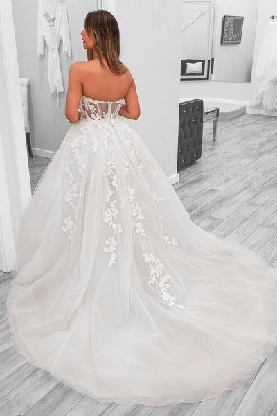 A-Line Sweetheart Tulle Wedding Dresses VK23100205