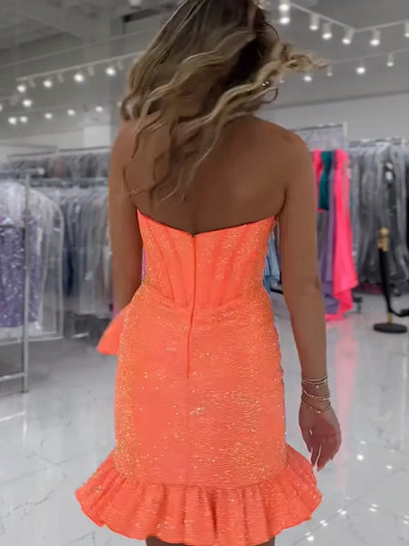 Bodycon Sweetheart Pink Satin Homecoming Dresses with Hot Stone Beading VK071106