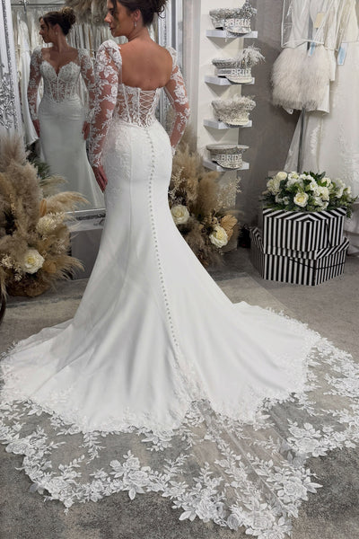 Sexy Mermaid Sweetheart Satin Appliques Wedding Dresses with Removable Sleeves VK26103010
