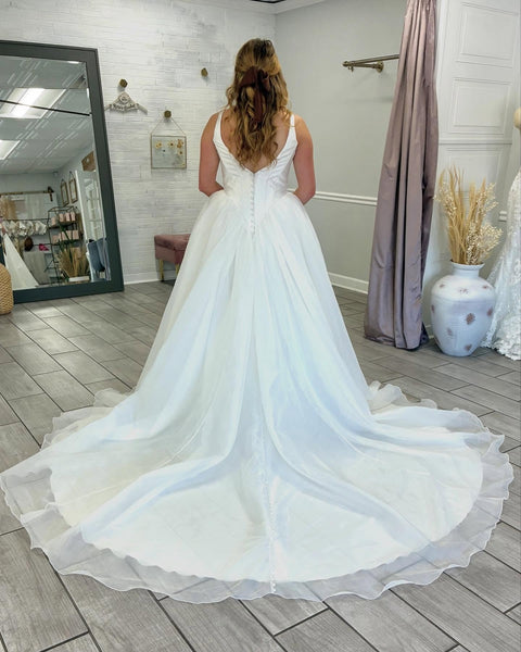 A Line Bridal Wedding Dresses Satin Corset Organza Bride Wedding Gowns