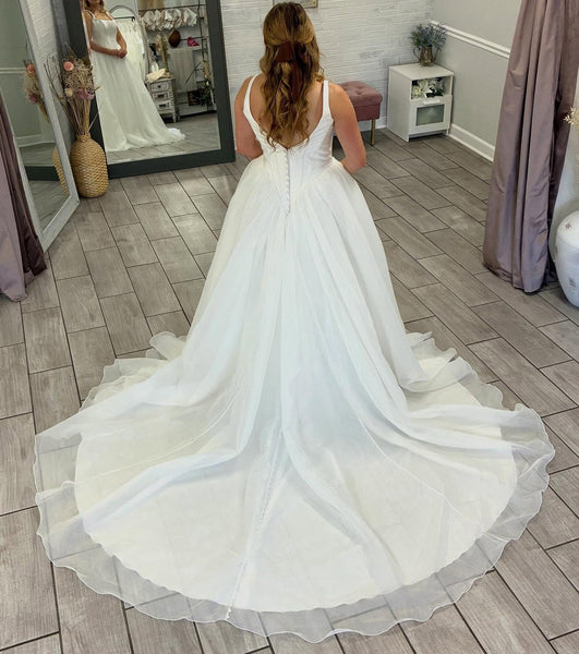 A Line Bridal Wedding Dresses Satin Corset Organza Bride Wedding Gowns