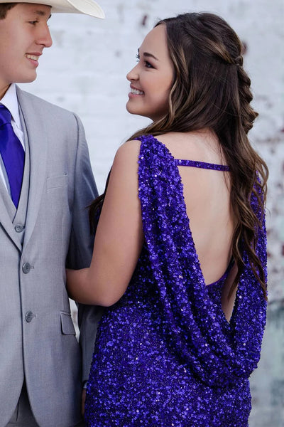 Backless Purple Crew Neck Tight Homecoming Dress VK23061803