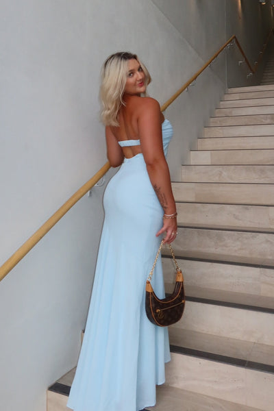 Light Blue Twist Sweetheart Floor-length Prom Dress