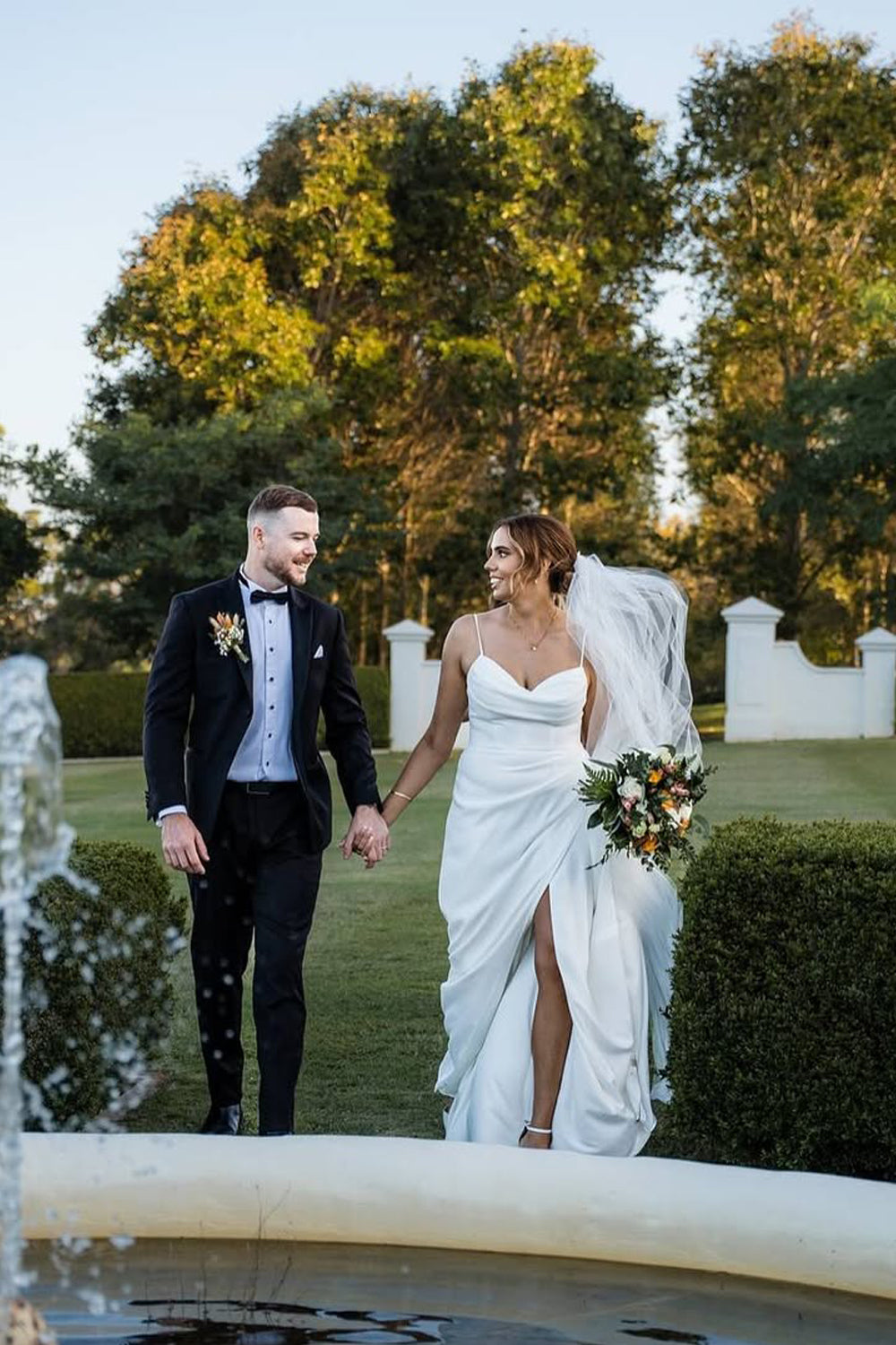 Charming A-Line Spaghetti Strap Sweetheart White Satin Wedding Dresses VK25092305