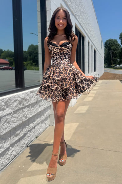 Cute A Line Sweetheart Floral Chiffon Short Homecoming Dress VK25072404