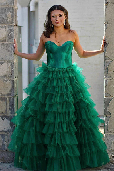 Gorgeous Ball Gown Sweetheart Tiered Tulle Prom Dresses