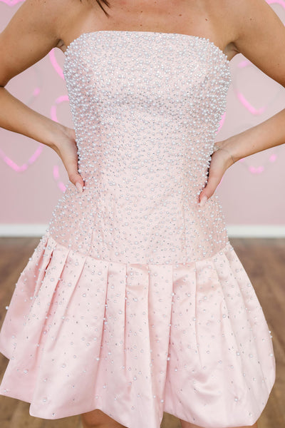 Mint A Line Strapless Short Homecoming Dress with Pearls