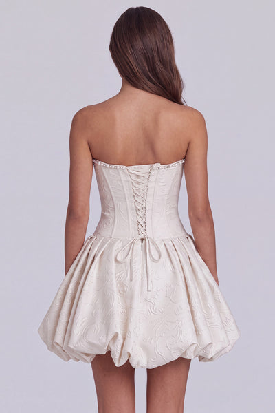 Corset Floral Navy Strapless A Line Beaded Short Homecoming Dress