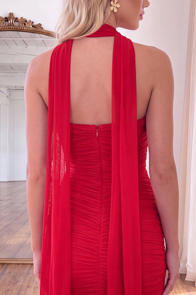 Royal Blue Pleated Tight Strapless Neck Scarf Short Homecoming Dress