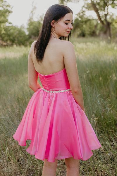 Fuchsia Sparkly A-Line Sweetheart Beaded Short Homecoming Dress