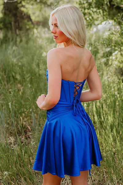 Royal Blue Corset A-Line Sweetheart Short Homecoming Dress