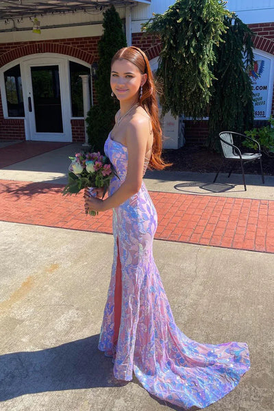 Cute Mermaid Sweetheart Sequins Prom Dresses VK24110801