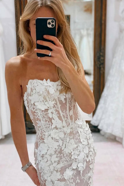 Charming Mermaid Sweetheart Lace Wedding Dress with Appliques VK25010608