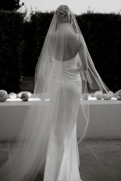 Romantic Mermaid Cowl Neck Silk Satin Wedding Dresses VK24112208