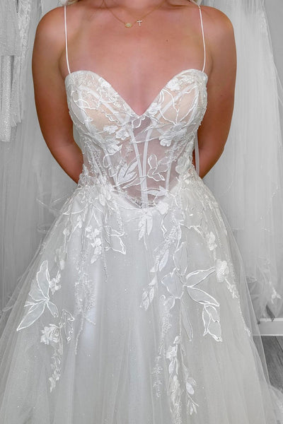 Fairy A Line Sweetheart Tulle Bridal Dresses with Appliques VK1311