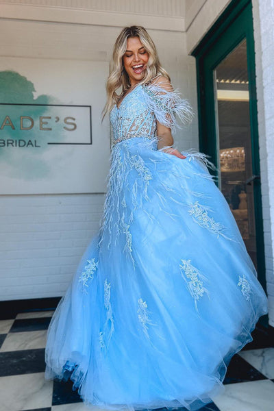 Blue Cold Shoulders Sequin Lace Mermaid Long Prom Dress VK23102402
