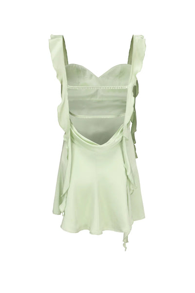 Blush Pink Ruffle Strap Mini Homecoming Dress with Side Cutouts VK25092904