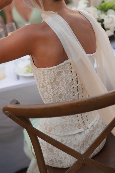 Gorgeous Mermaid Strapless White Lace Wedding Dresses VK26102901