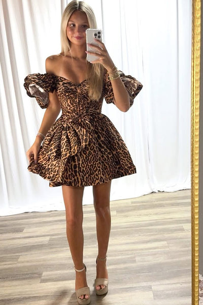 Cute A Line Sweetheart Floral Chiffon Tiered Homecoming Dress with Sleeves VK25060701