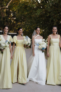 Chic A-Line Daffodi Long Bridesmaid Dresses VK23090207