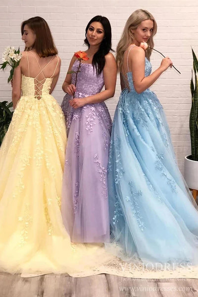 Charming Prom Dresses Scoop Neck Tulle Lace Prom Graduation Dresses VK0620003