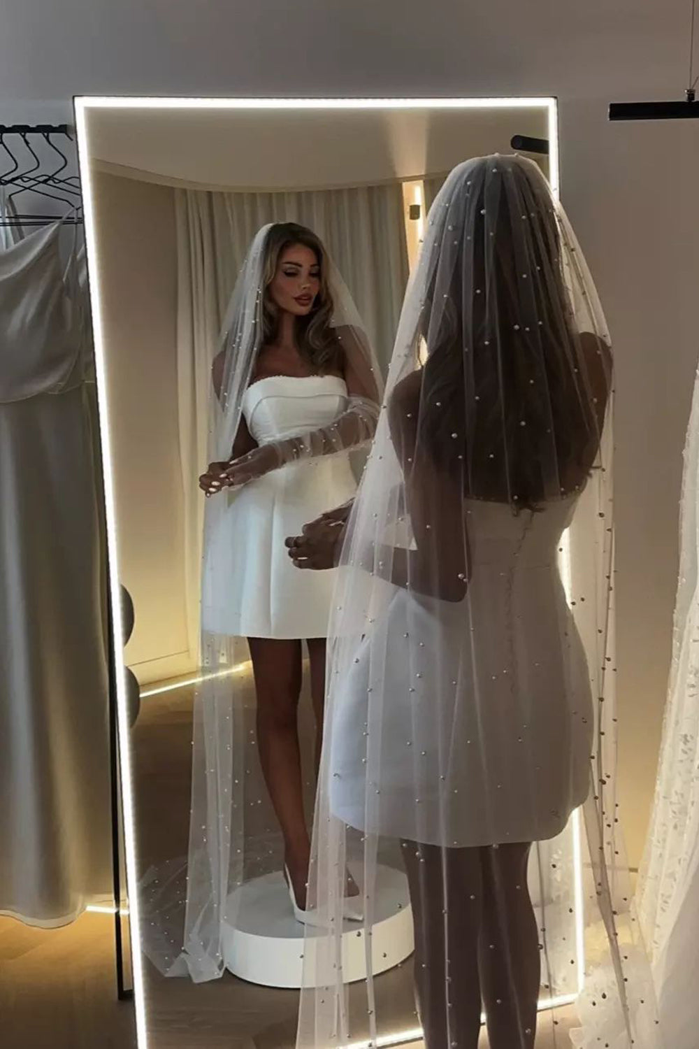 Fairy Sheath Straps Satin Short Wedding Dresses VK2401001
