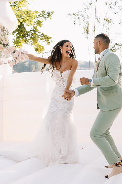 Gorgeous Mermaid Sweetheart Lace Wedding Dresses with Appliques VK25051101