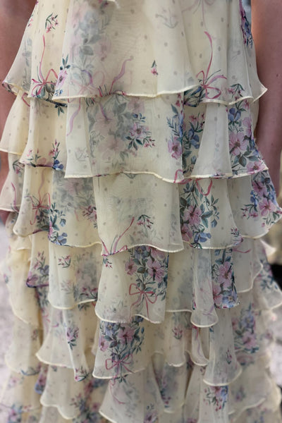 Gorgeous A Line Sweetheart Floral Chiffon Prom Dress with Slit VK25121804