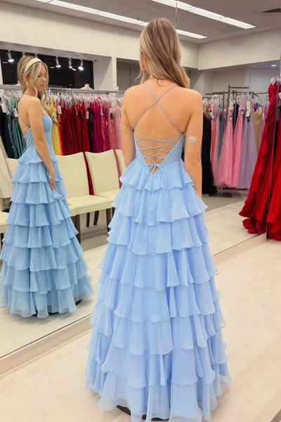 Mist Blue Sweetheart A-Line Ruffled Prom Dress