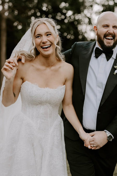 Elegant A Line Sweetheart Lace Tulle Wedding Dress VK5111402