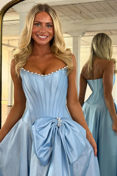 Cute Ball Gown Scoop Neck Satin Prom Dress with Bow VK030507