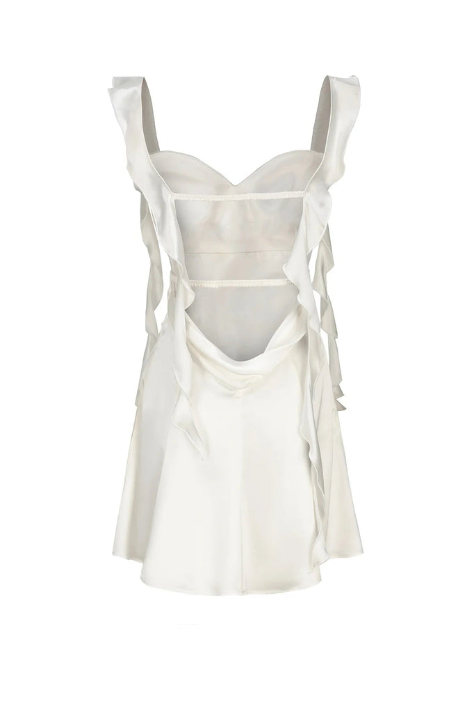 blush pink ruffle strap mini homecoming dress with side cutouts Furlla Women Blush Pink Ruffle Strap Mini Homecoming Dress with Side Cutouts, Pink / US0