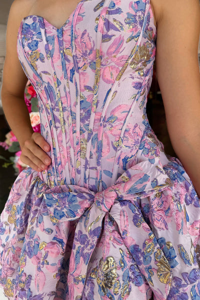 Cute A Line Sweetheart Lavender Jacquard Satin Homecoming Dress VK26080802