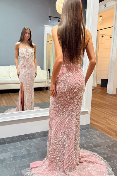 Gorgeous Mermaid Strapless Luxurious Sequins Prom Dress with Beading VK16012907