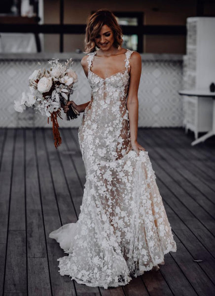 Gorgeous Mermaid Sweetheart Lace Beach Wedding Dress VK25052711