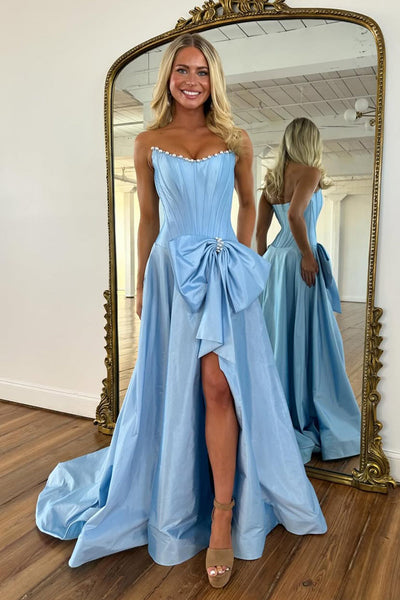 Cute Ball Gown Scoop Neck Satin Prom Dress with Bow VK030507