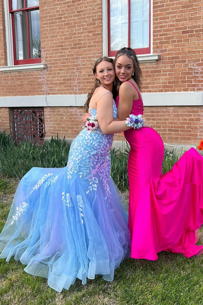 Blue Sequin Lace Sparkly Mermaid Prom Dress VK23102001