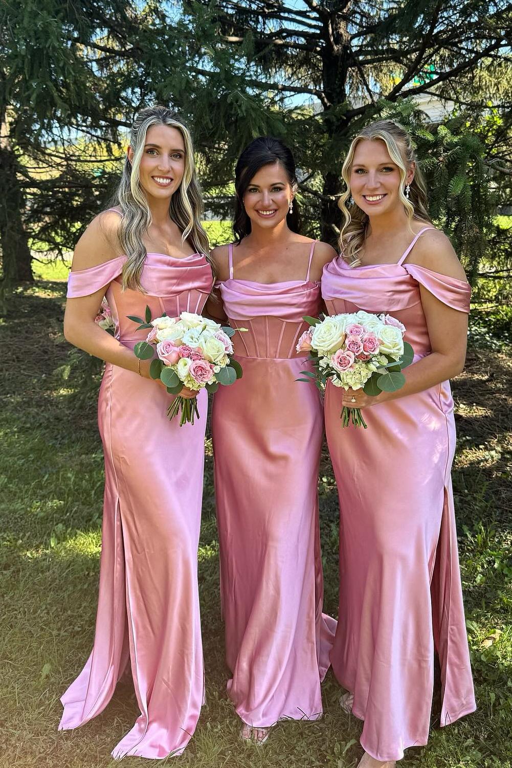 Charming Sheath Straps Blush Pink Silk Satin Bridesmaid Dress VK24122402 Vickidress Charming Sheath Straps Blush Pink Silk Satin Bridesmaid Dress VK24122402 Vickidress