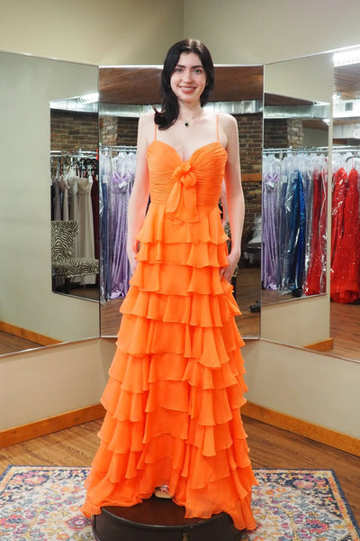 Cute A Line Sweetheart Pink Chiffon Tiered Long Prom Dress VK26010107