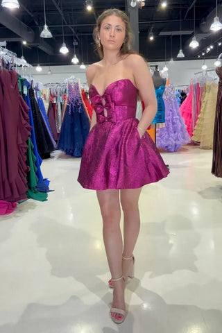 A-Line Sweetheart Purple Short Homecoming Dress with Pockets VK082005