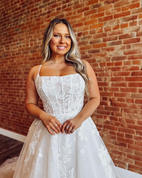 Glittery Tulle Lace Appliqued Wedding Dresses A Line Boho Bride Wedding Gowns