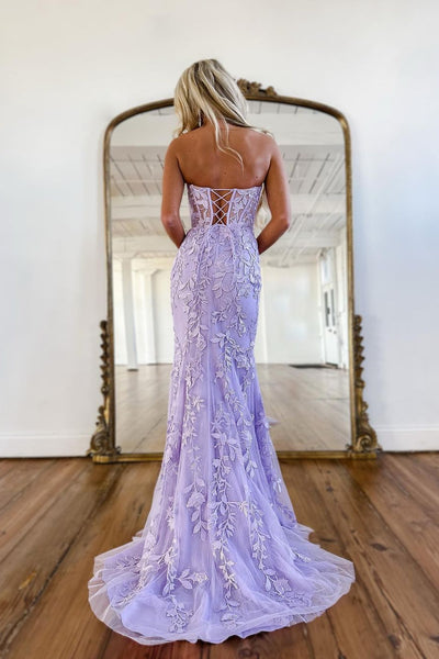 Mermaid Sweetheart Yellow Lace Prom Dress with Beading VK25010406