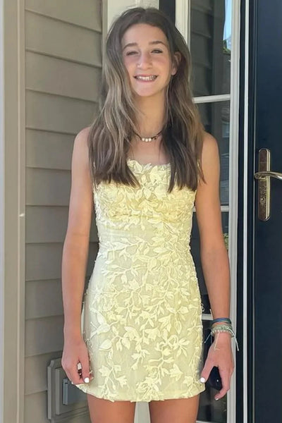 Bodycon Scoop Neck Lilac Tight Short Homecoming Dress with Appliques VK23091702
