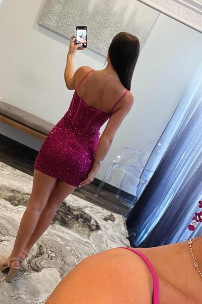 Bodycon Sweetheart Blue Sequins Short Tight Homecoming Dress VK081607