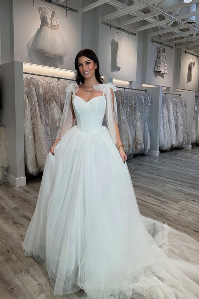 Bow Tie Ivory A-line Tulle Wedding Dress